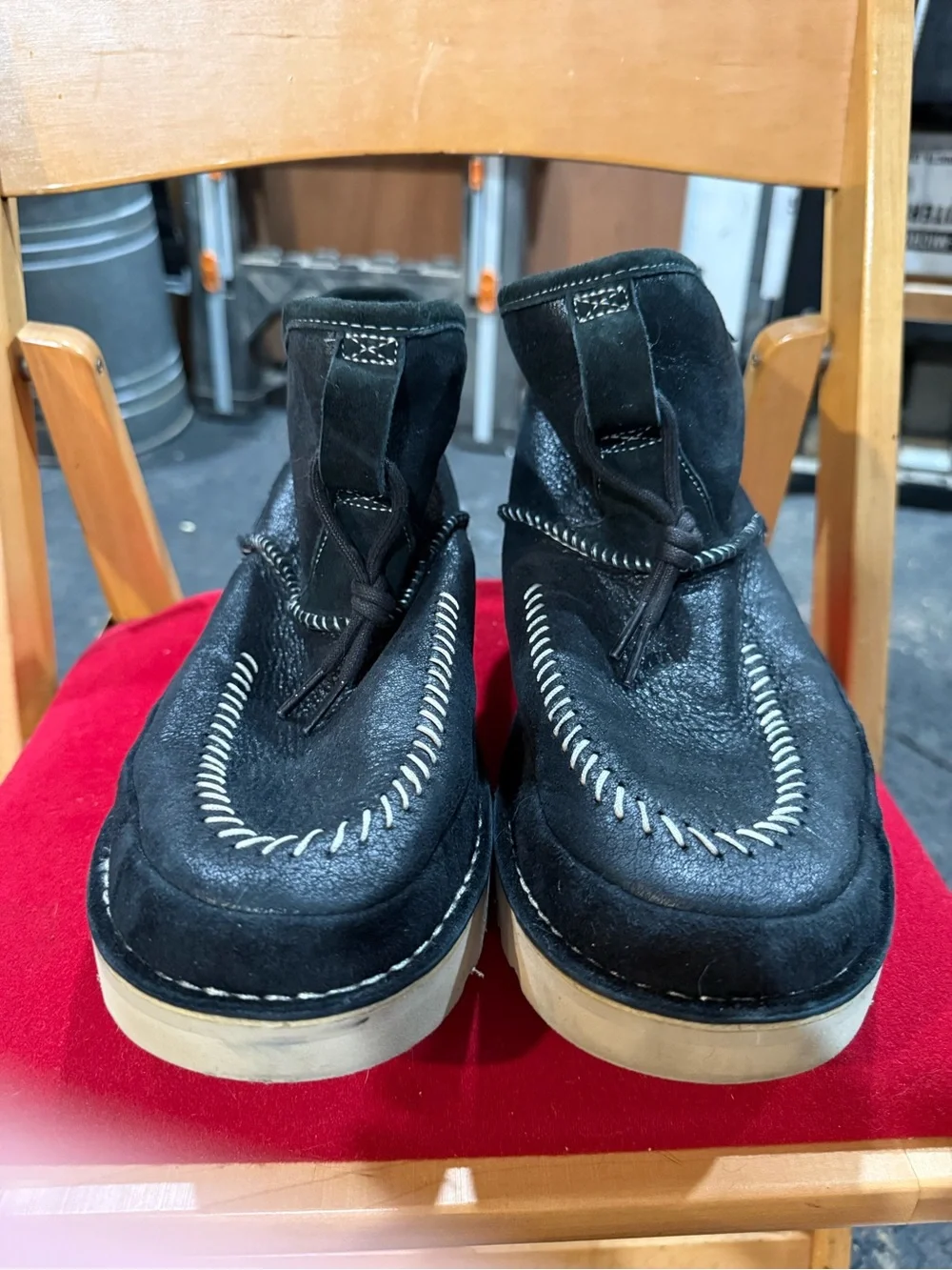 UGG Men's Black Moccasin-Style Leather Boots